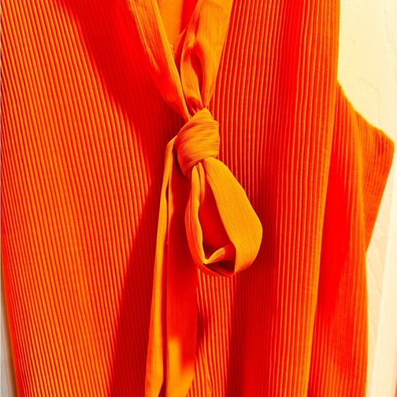 Japna Orange Halter Pleated Mini Sundress - Picture 3 of 6